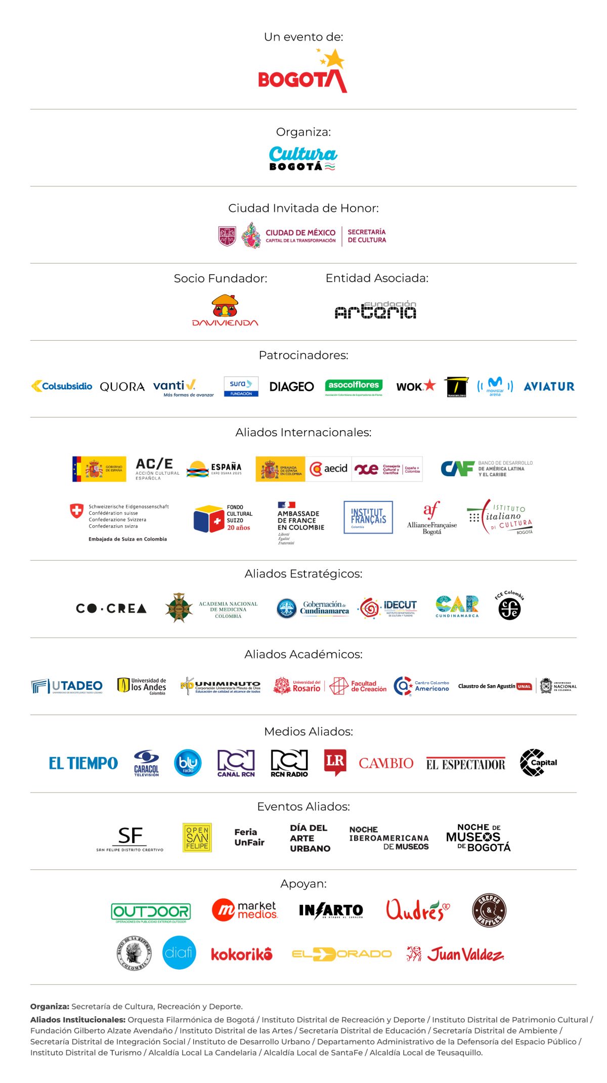 Bienal Bogota 2025 Aliados y Patrocinadores